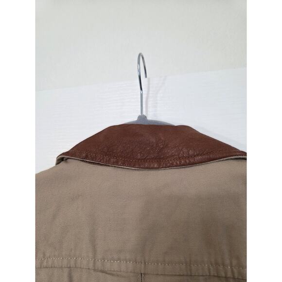 J.L. Powell Khaki Safari Cargo Leather Collar Cotton Tan Jacket, Men's Medium - Picture 9 of 12